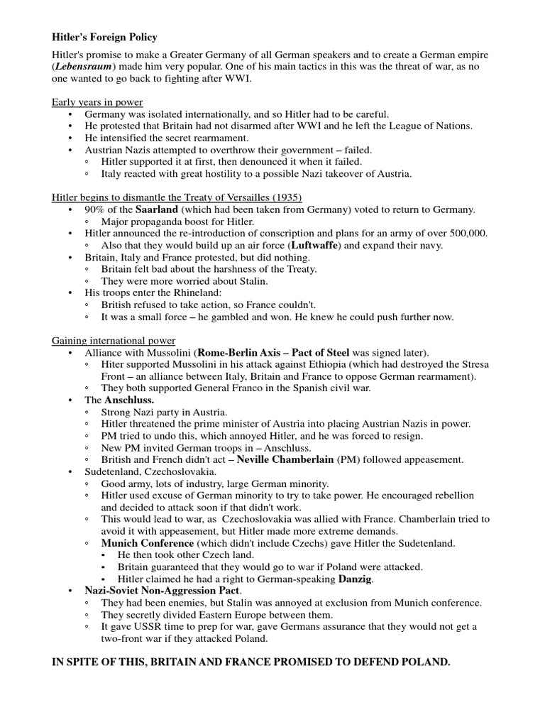 Hitler's Aggressive Foreign Policy Overview | PDF | Nazi Germany ...