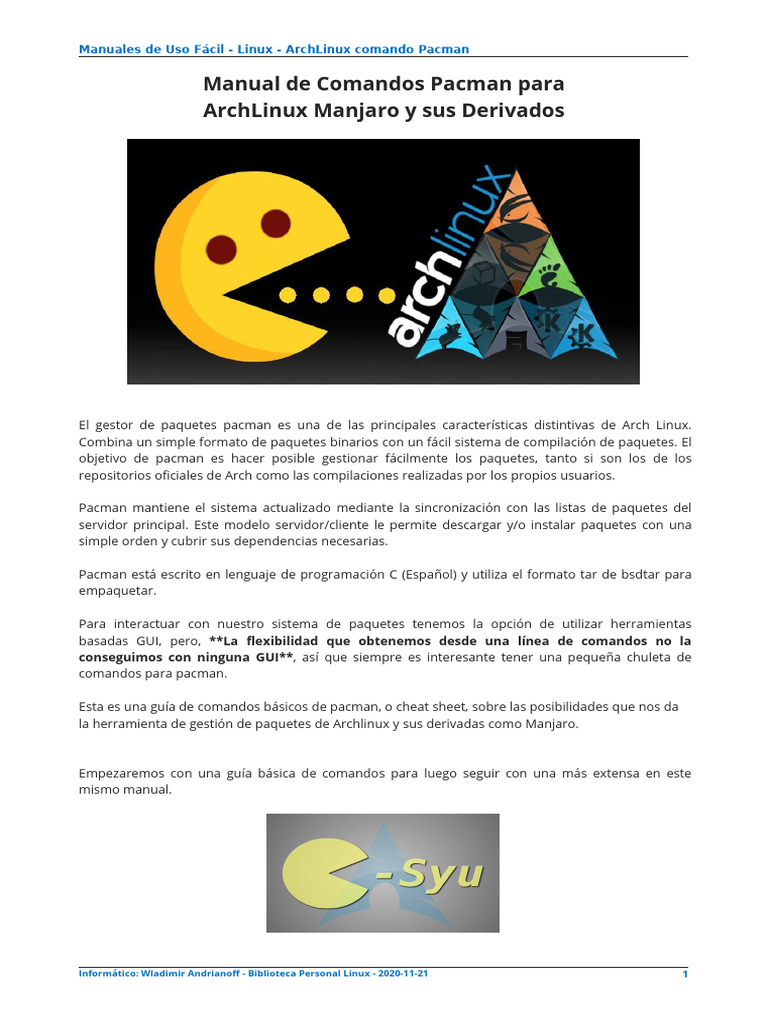 Manual comds pacman archlinux y deribados2022 pdf distribuci n de