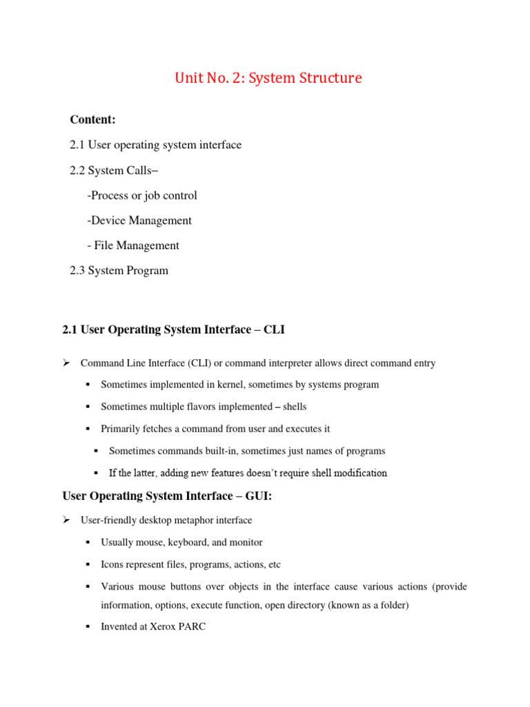 System Structure: OS Interfaces & Calls | PDF | Graphical User ...