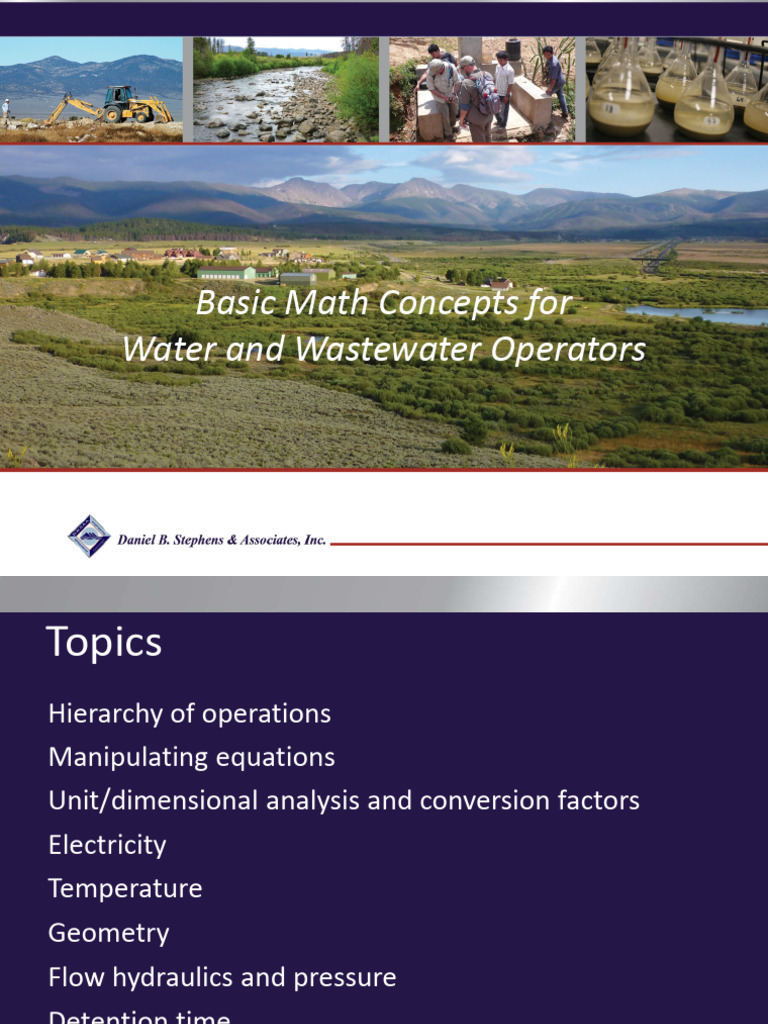 Basic Math for Water Operators | PDF | Horsepower | Volume