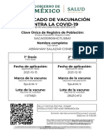 CERTIFICADO DE VACUNACIÓN Ejemplo