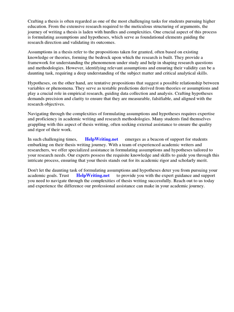 Example of Assumption and Hypothesis in Thesis | PDF | Hypothesis | Theory
