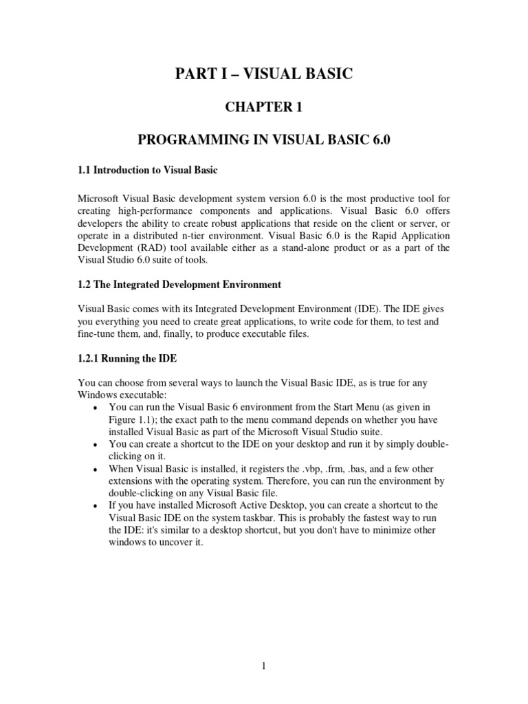 Visual Basic 6.0 Programming Guide | PDF | Button (Computing ...