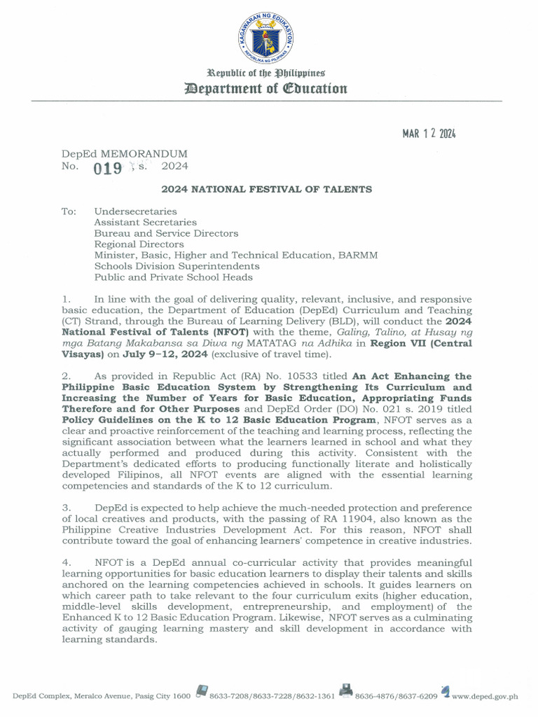 Nfot Memo Download Free PDF Question