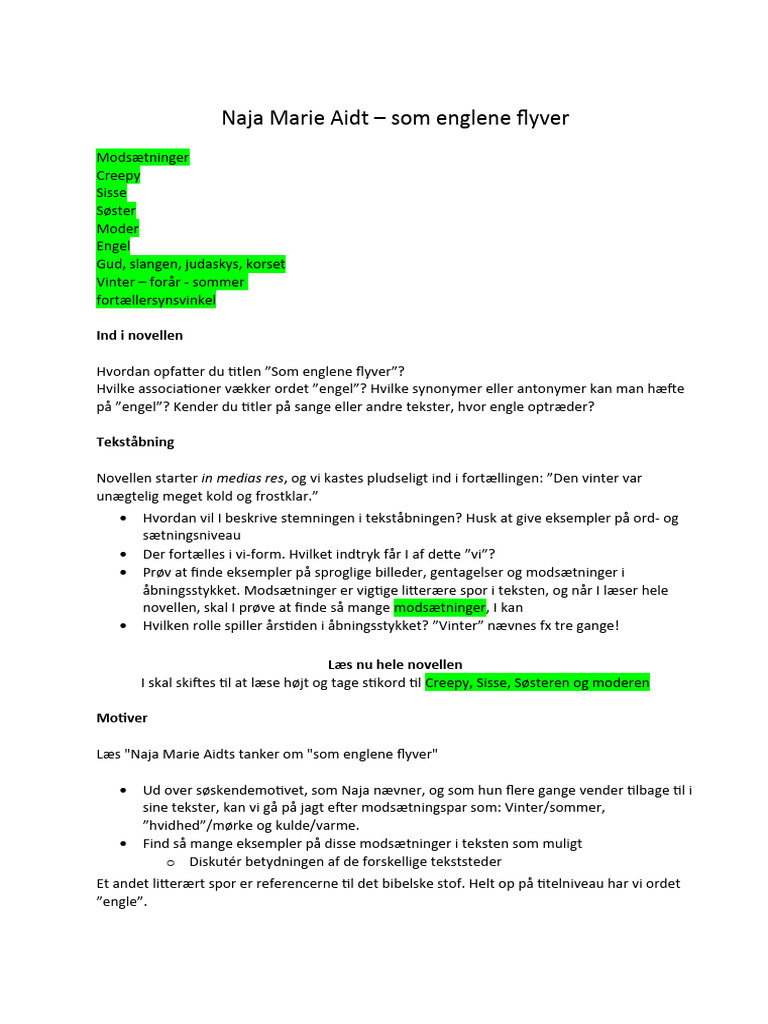Som Englene Flyver - Samlede Opgaver | PDF