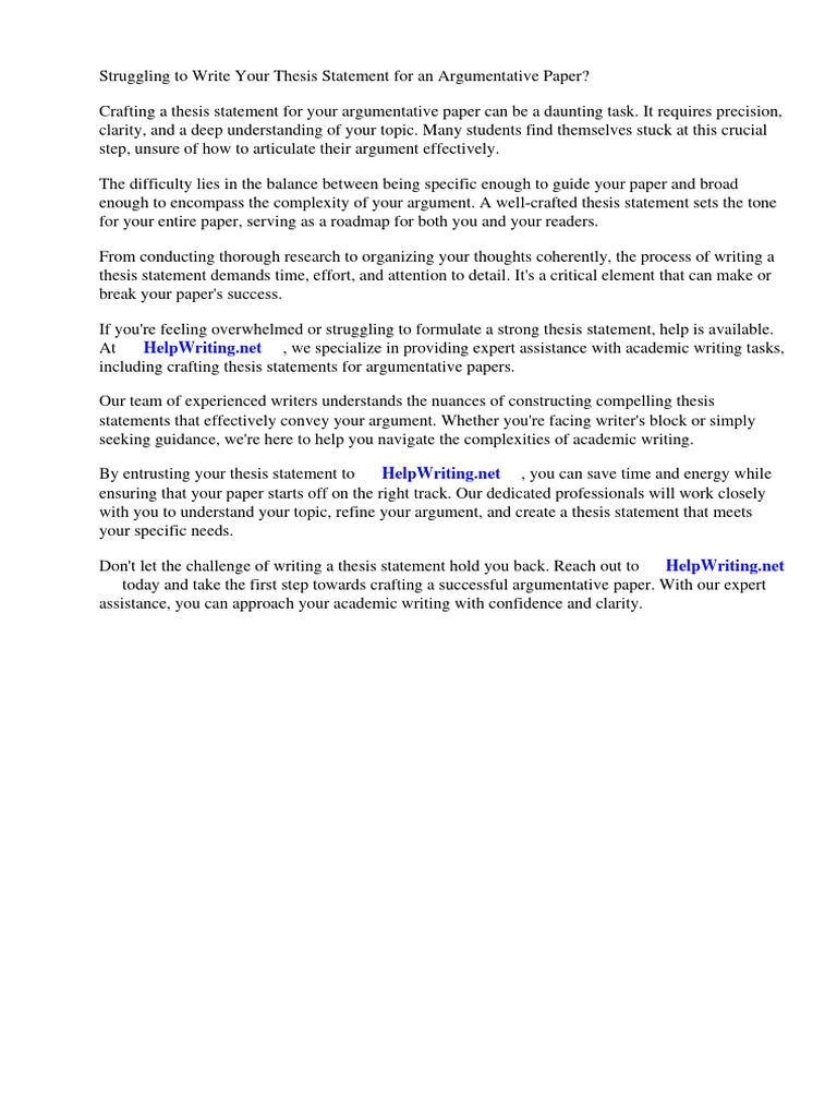 Thesis Statement Argumentative Paper | PDF | Essays | Logic