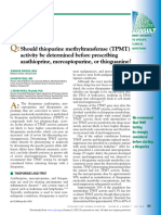 Should Thiopurine Methyltransferase (TPMT) Activity Be Determined Before Prescribing Azathioprine, Mercaptopurine, or Thioguanine