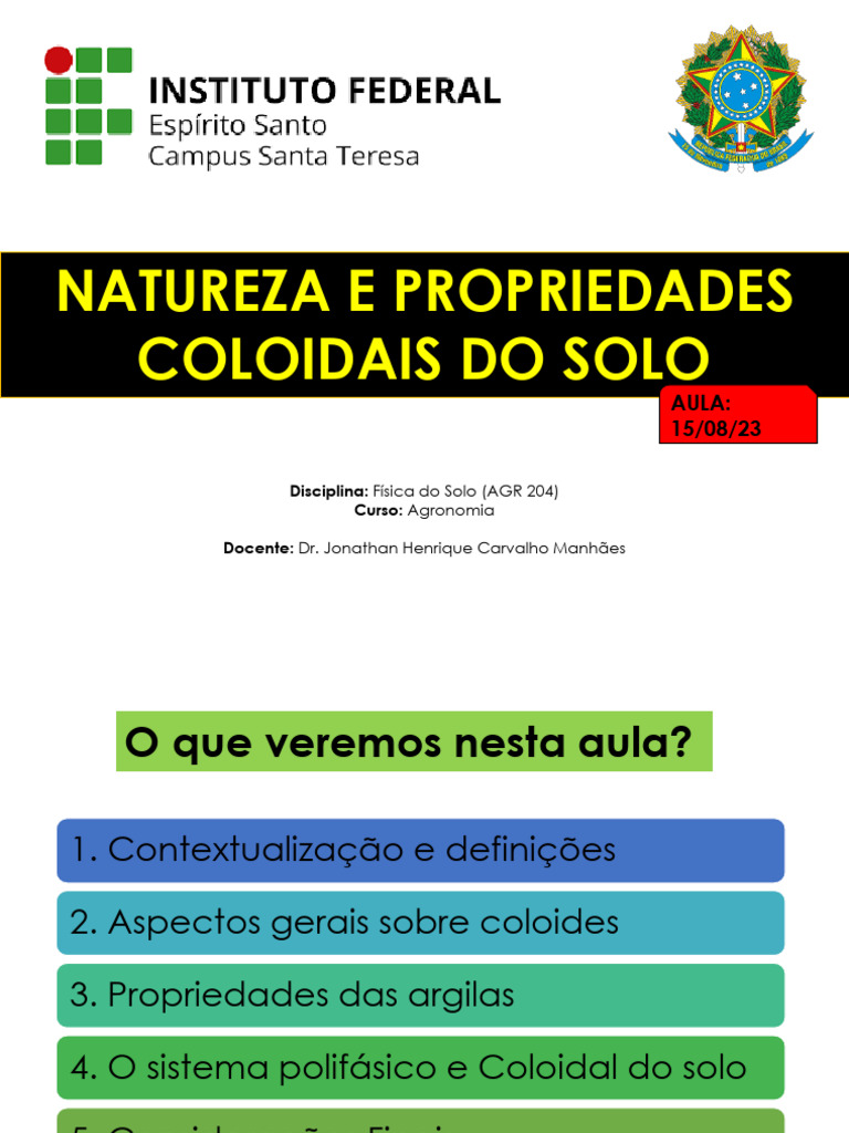 Propriedades Coloidais do Solo na Agronomia | PDF | Solo | Coloide