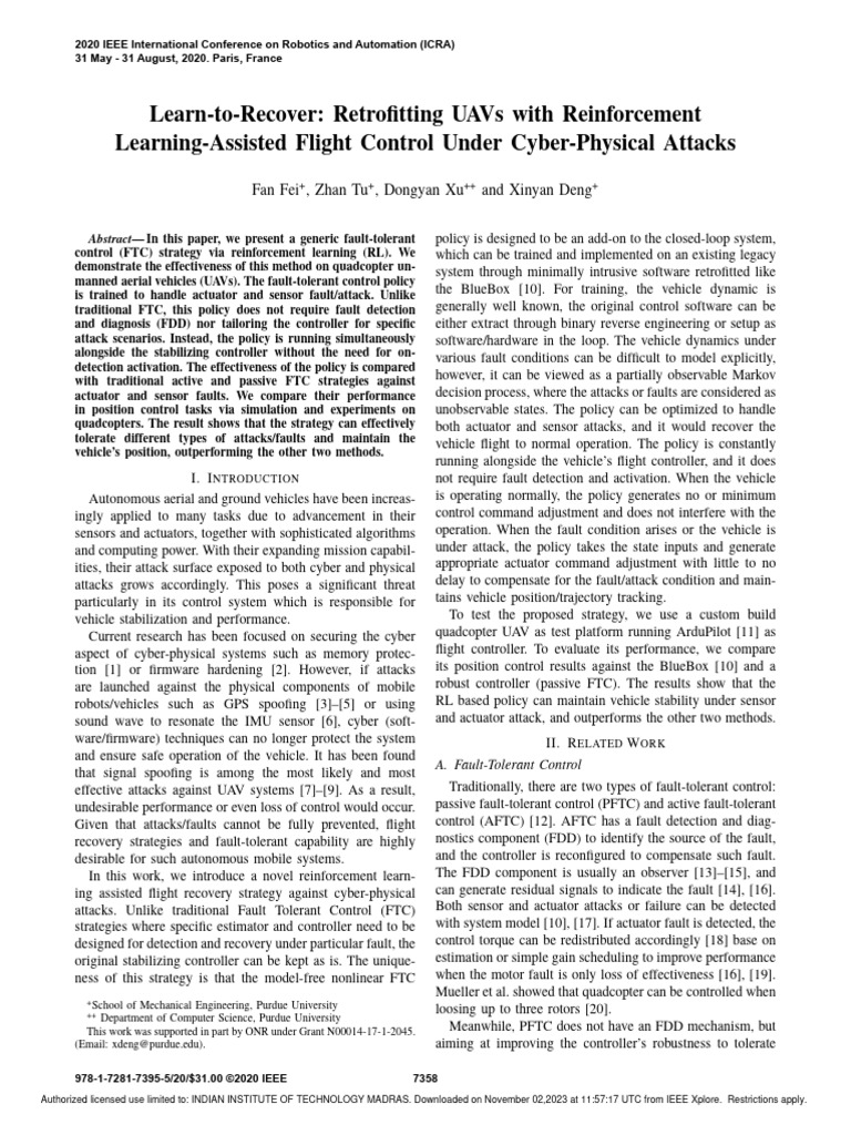 Reinforcement Learning for UAV Flight Control | PDF | Control Theory ...