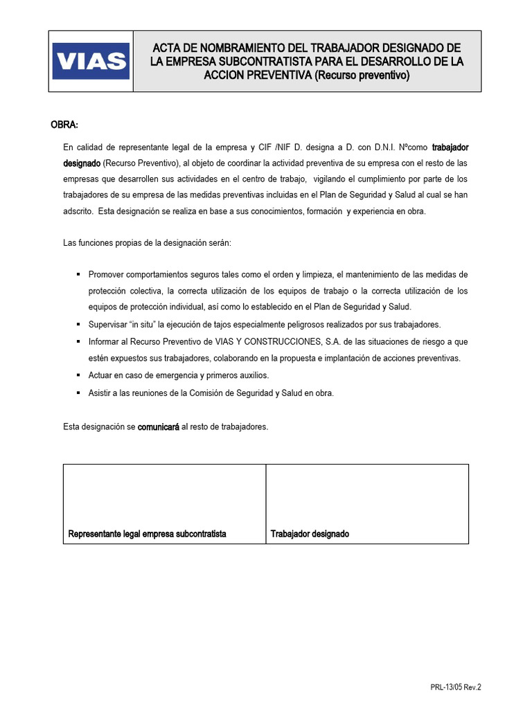 Nombramiento Del Responsable de Seguridad+ Formación Especifica Que Lo ...