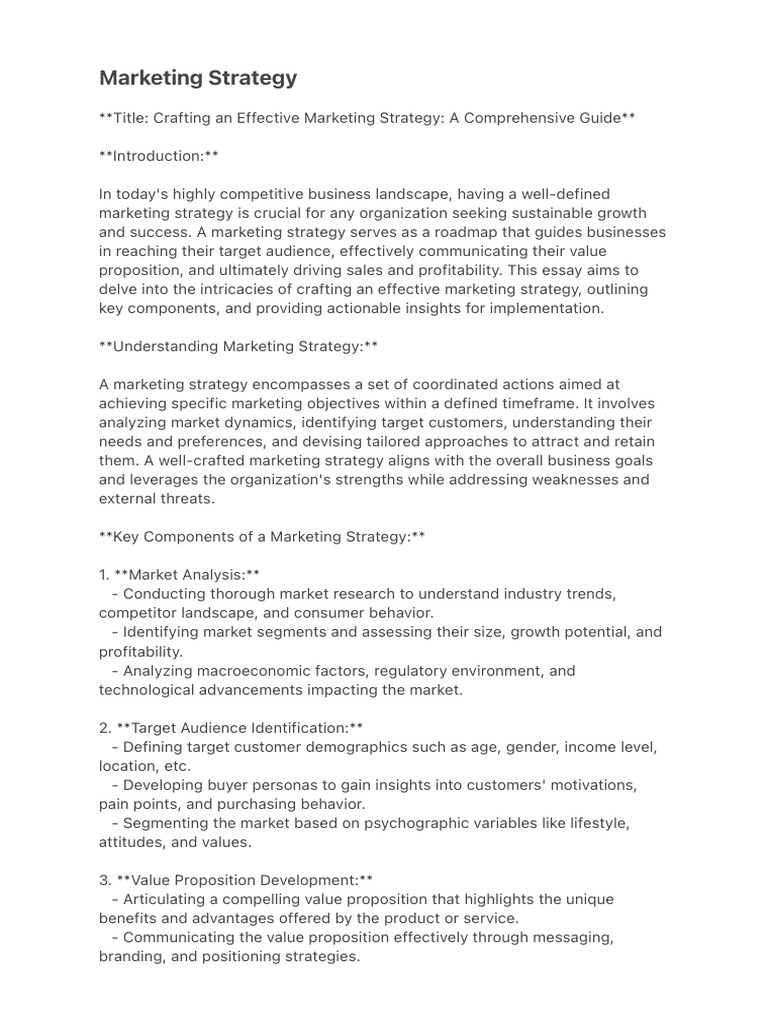 Marketing Strategy | PDF | Marketing | Marketing Strategy