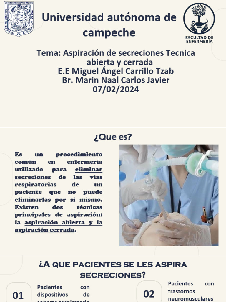 Aspiracion de secreciones abierta y cerrada | PDF | Especialidades ...