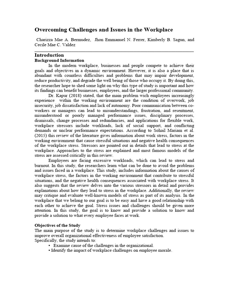 Examples Of Complex Hr Issues In The Workplace