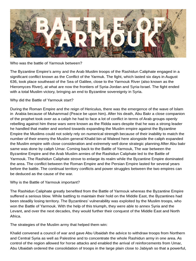 Battle of Yarmuk | PDF | Medieval International Relations | Early ...