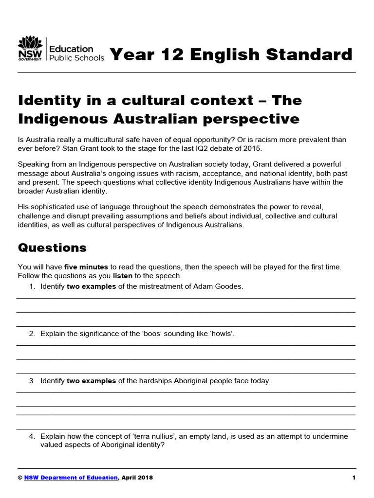 English s6 Pygmalion Resource 11 Stan Grant Iq2 Debate | PDF ...