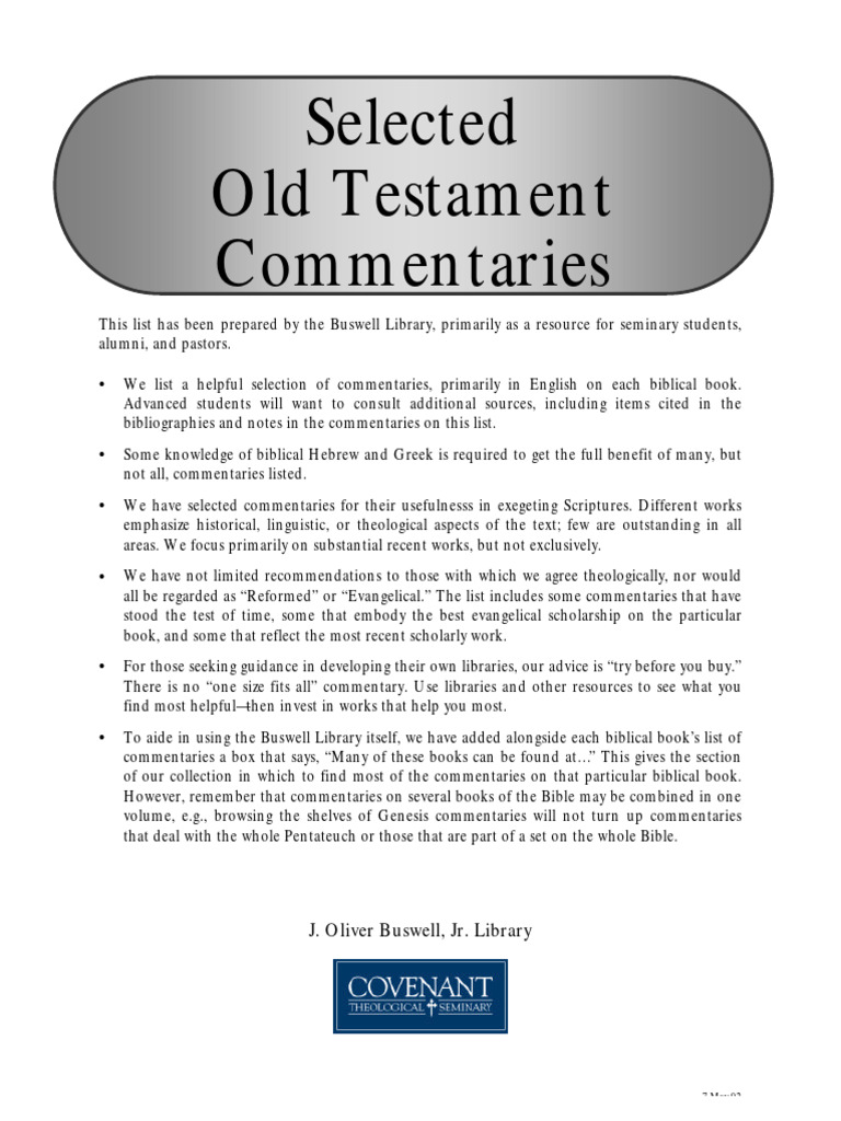 selected-old-testament-commentaries-j-oliver-buswell-jr-library