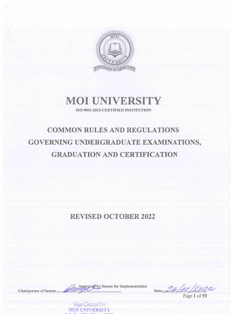Council Approved Common Rules and Regulations Gorvering Undergraduate ...
