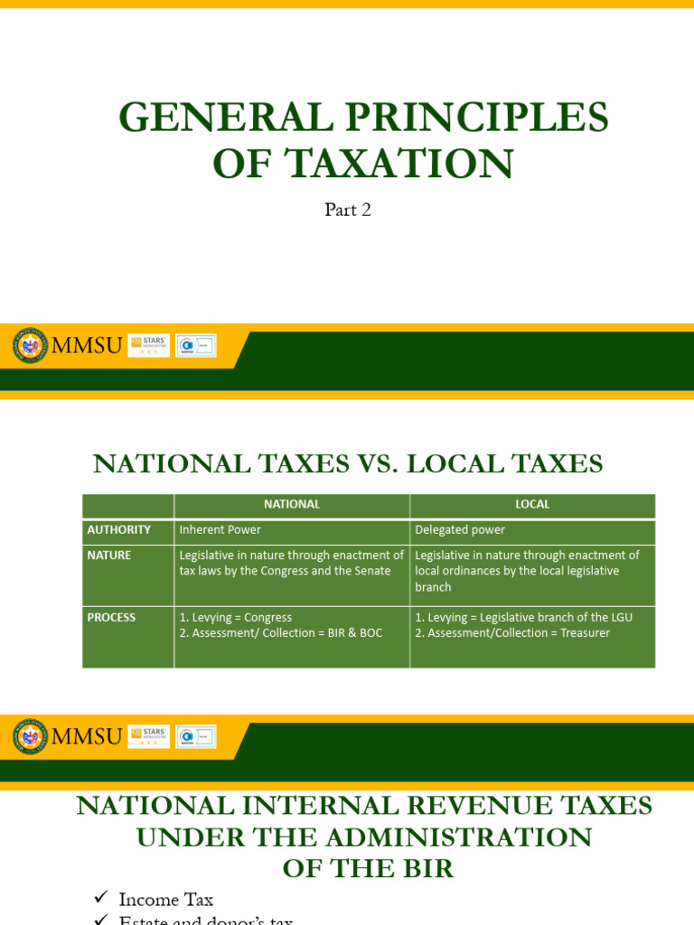 2 0 General Principles Of Taxation Part 2 Pdf Taxes Taxpayer