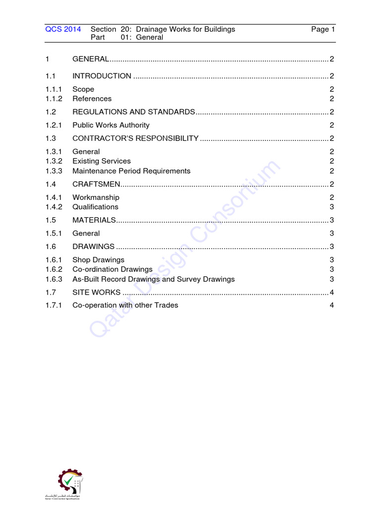 QCS 2014 - Section 20-Drainage Works For Buildings | PDF | Pipe (Fluid ...