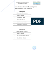 Résultats Du Concours D'accès en 1ère Année Du Cycle Ingénieur (2022/2023) de La Filière Génie Civil (GC)