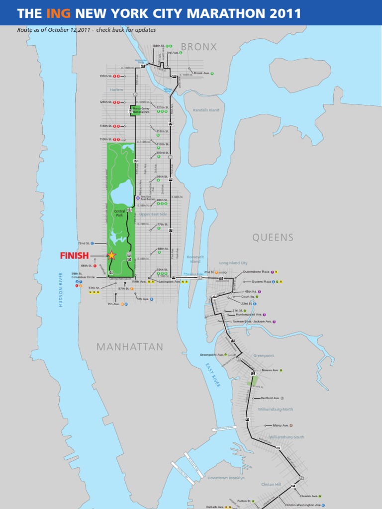 Nyc Marathon Route Map Nyc Marathon 2011 Course Map | Pdf | Road Running | Marathon Running
