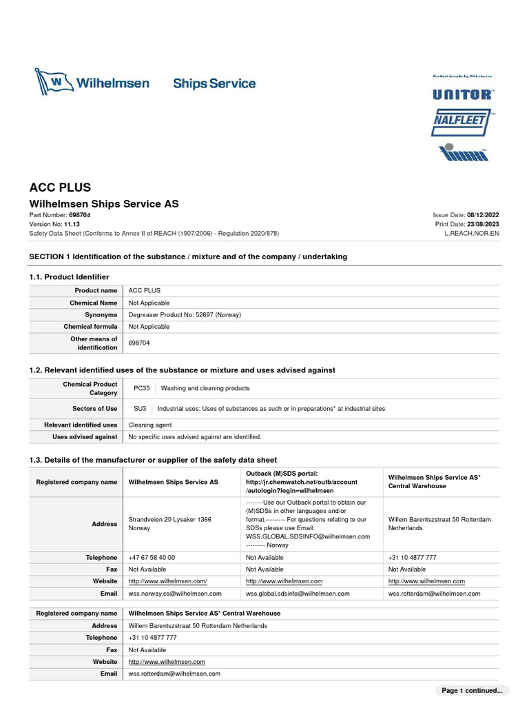 ACC PLUS Safety Data Sheet Overview | PDF | Lung | Dermatitis