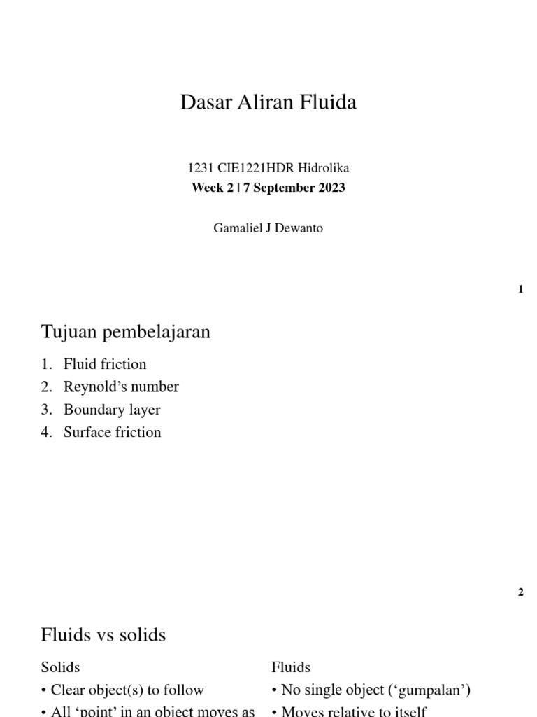 Dasar Aliran Fluida Pdf Reynolds Number Viscosity