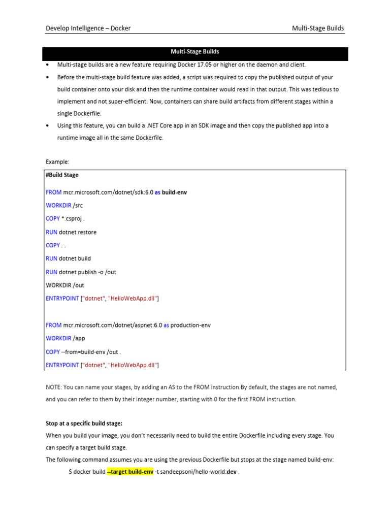 Develop Intelligence - Docker Multi-Stage Builds: #Build Stage Build ...