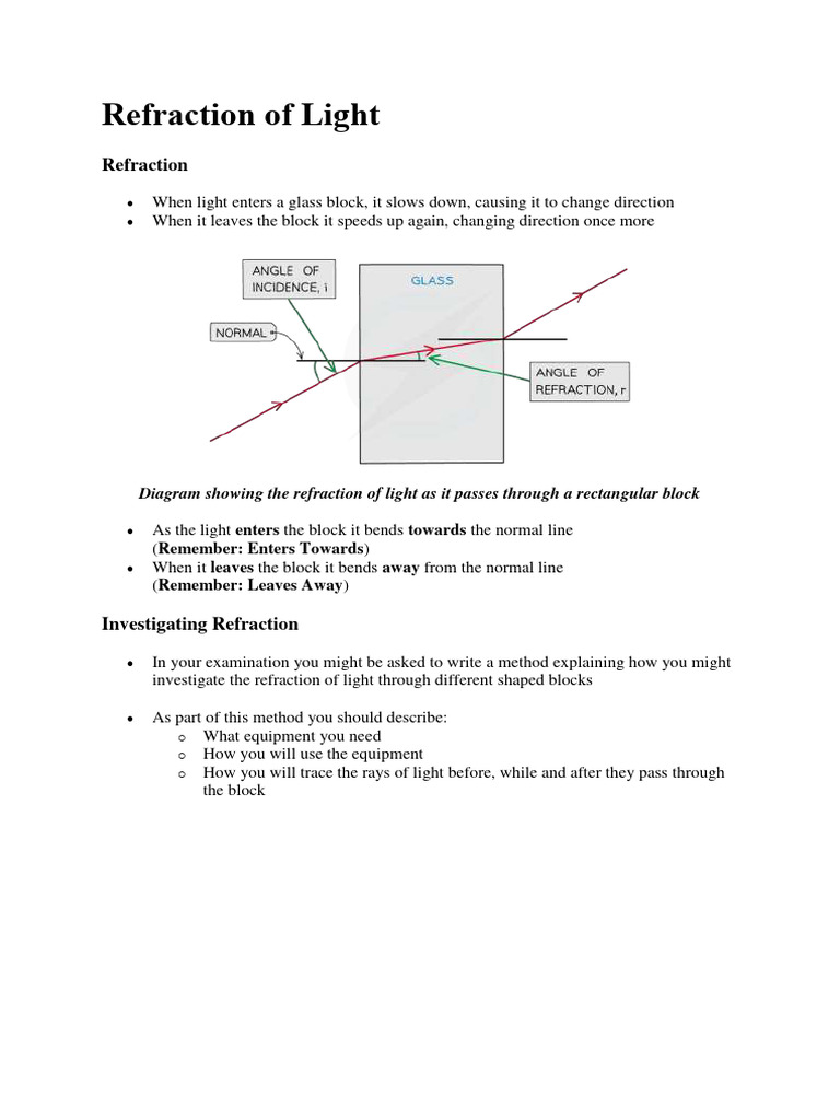 Refraction of light pdf refraction reflection physics 