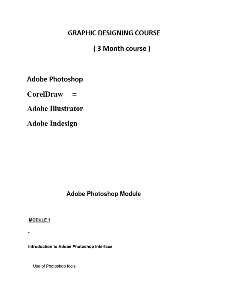 Graphic Designing Course | PDF | Adobe Photoshop | Adobe Illustrator