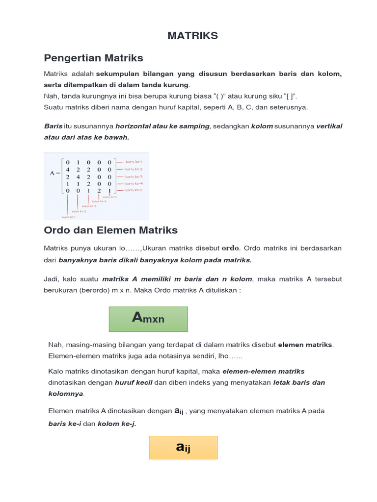 Materi Matriks 1 | PDF | Metode & Bahan Ajar