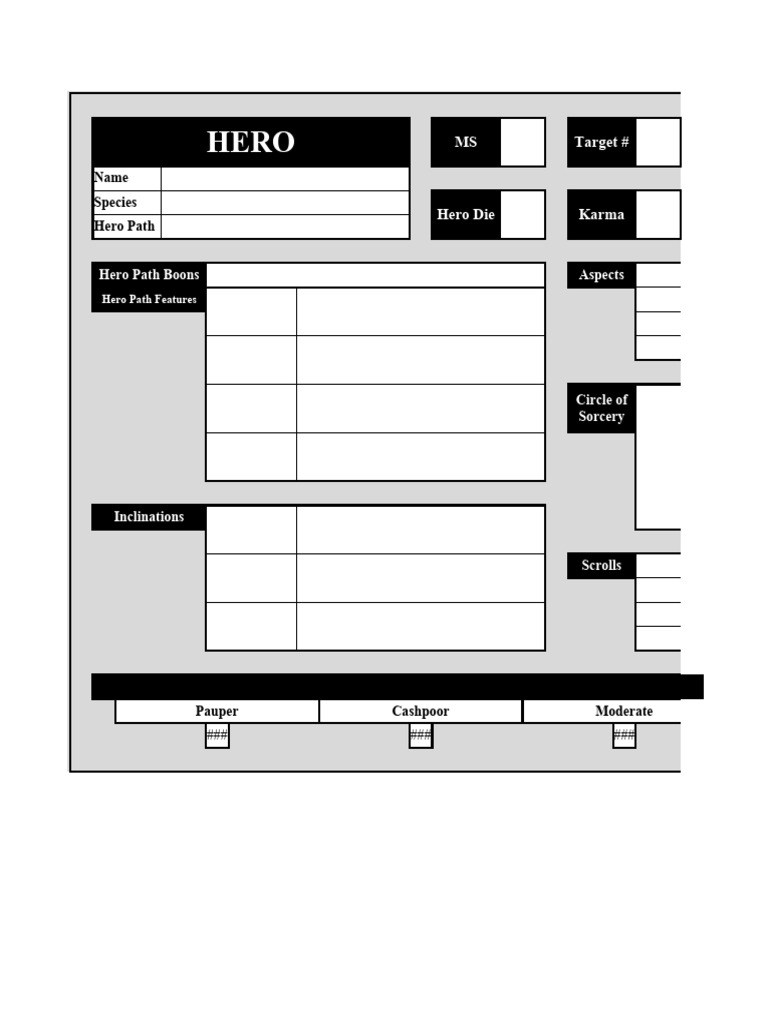 Ezd6 Hero Character Sheet Guide | PDF