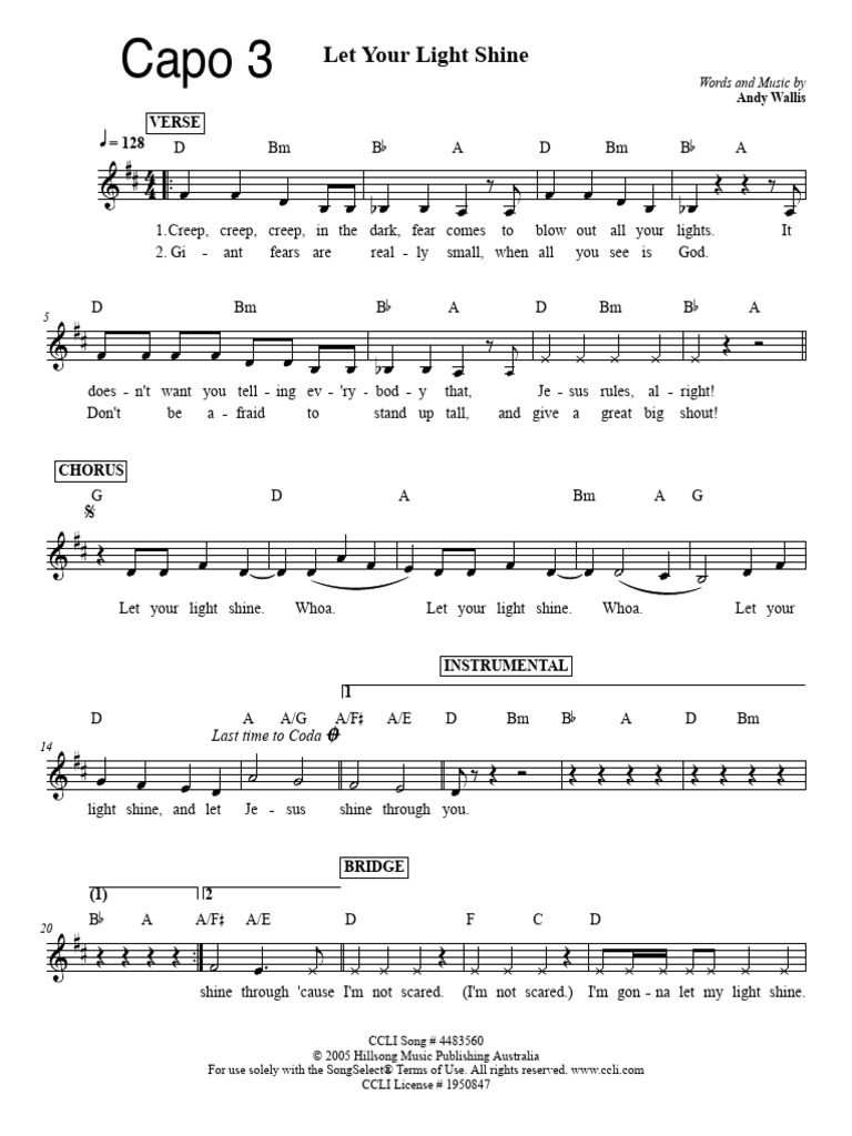 Let Your Light Shine Pdf Musical Forms