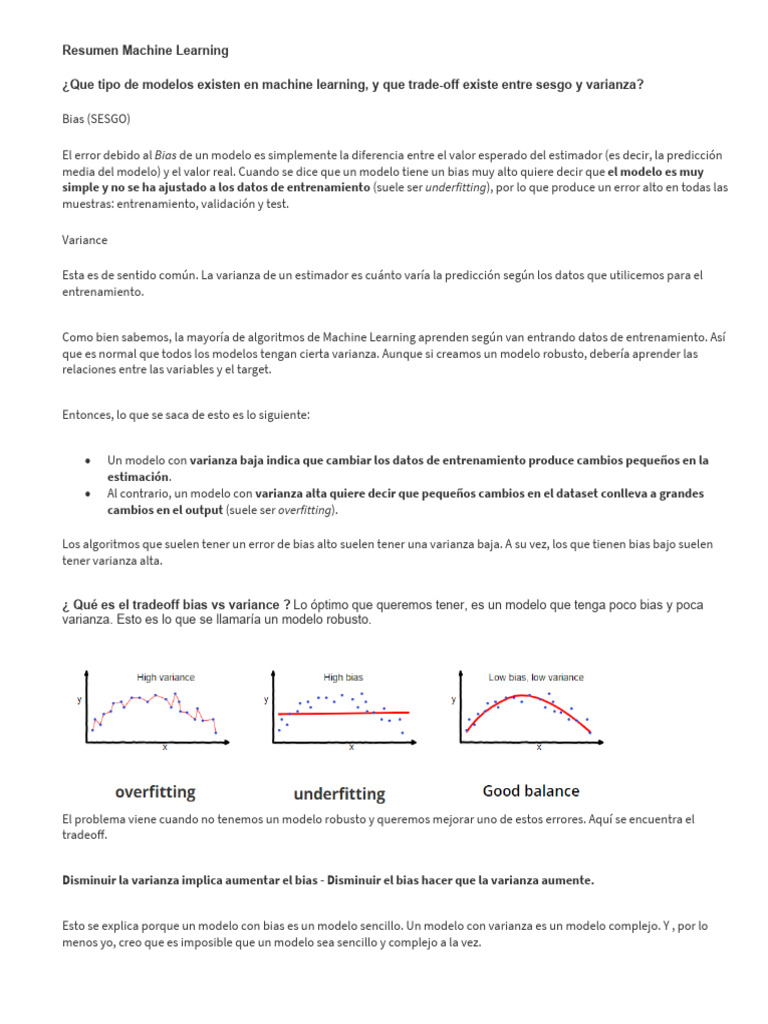 Resumen Machine Learning | PDF | Validación Cruzada (Estadísticas ...