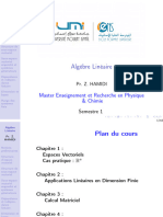Algèbre Linéaire: Master Enseignement Et Recherche en Physique & Chimie