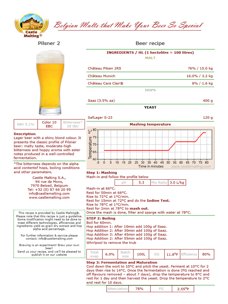 Castle Malting Beer Recipe Pilsner 2 PDF Brewing Beer