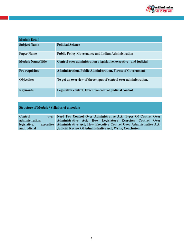 Control Over Administration in India | PDF | Committee | Rule Of Law