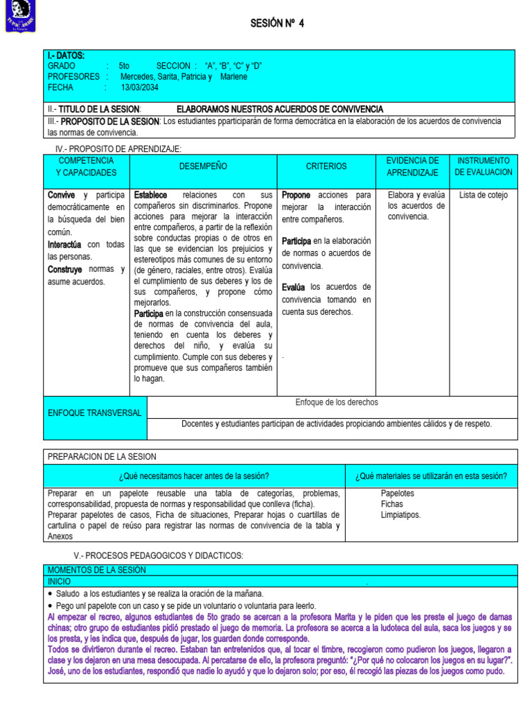 Acuerdos de convivencia en el aula | PDF | Salón de clases | Evaluación