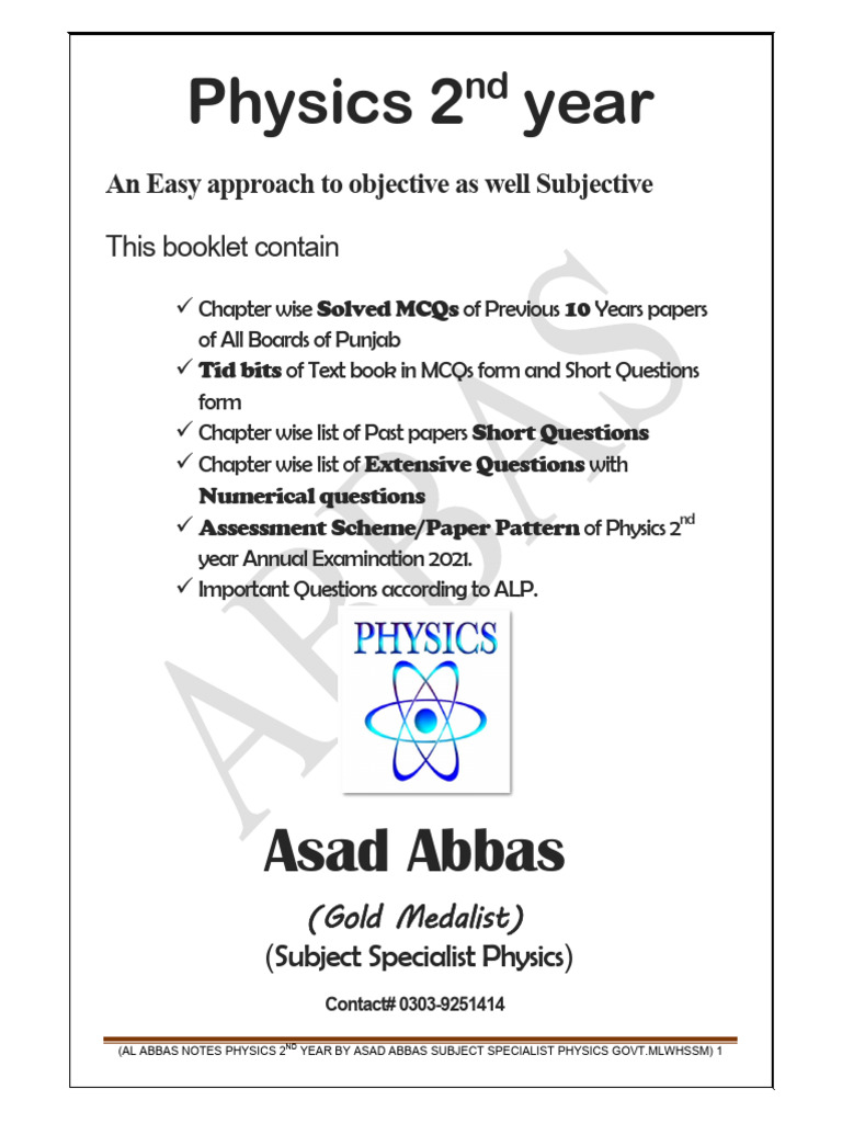 Asad Abbas Physics Notes 2nd Year | PDF | Electrical Resistance And ...