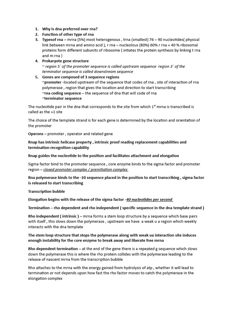 Transcription Pdf Promoter Genetics Rna
