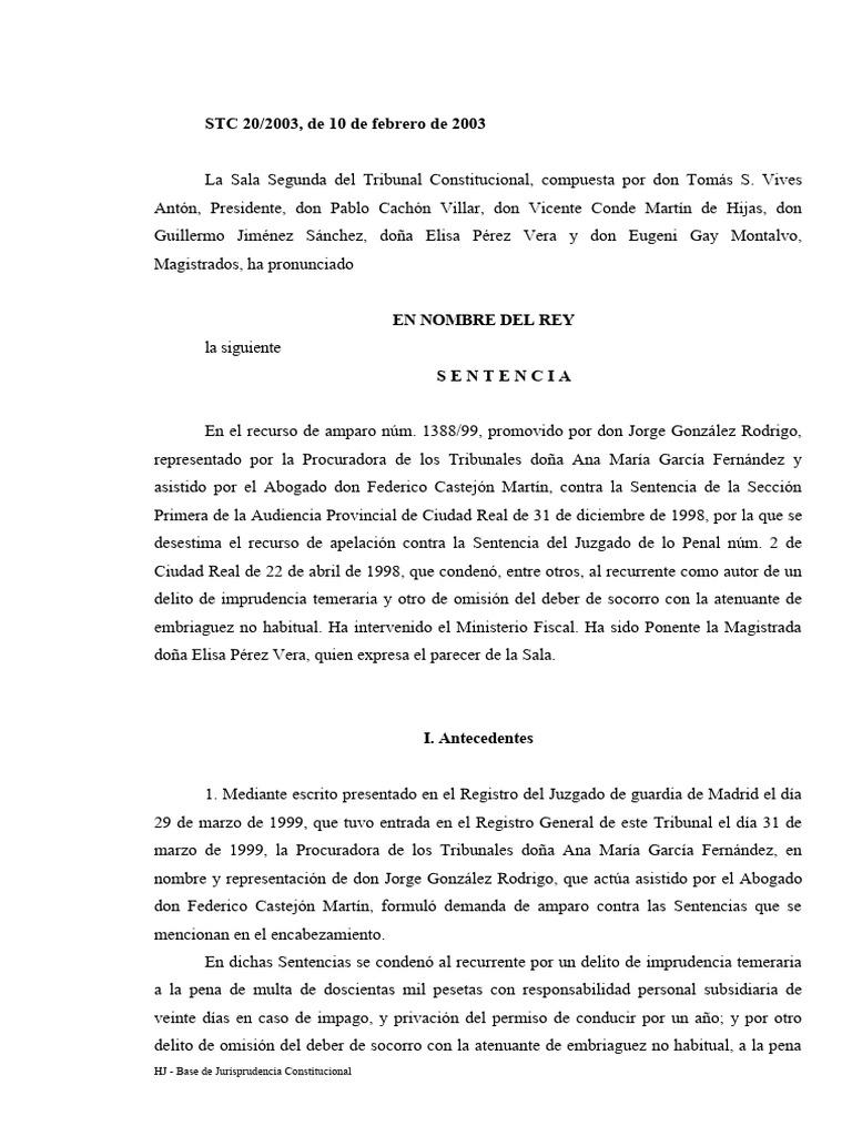 SENTENCIA_2003_20 | PDF | Castigos | Caso de ley