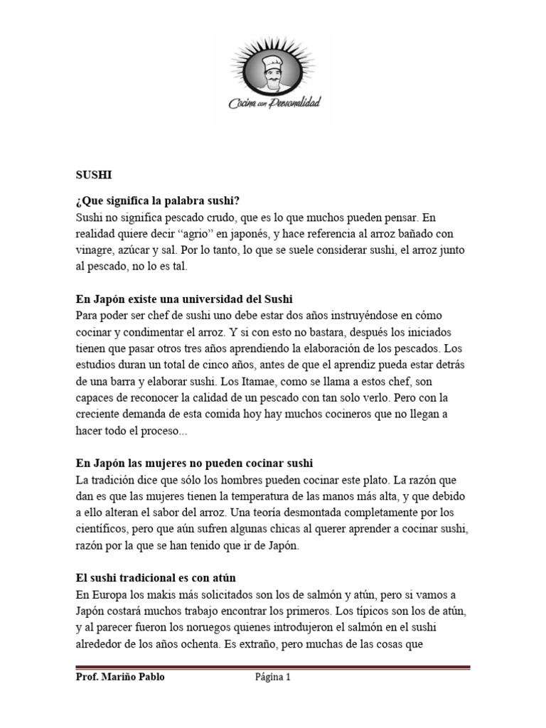 Sushi Pdf Sushi Arroz