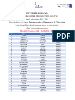 Universite Ibn Tofail: Mardi 20 Décembre 2022 - de 13h00 À 14h00