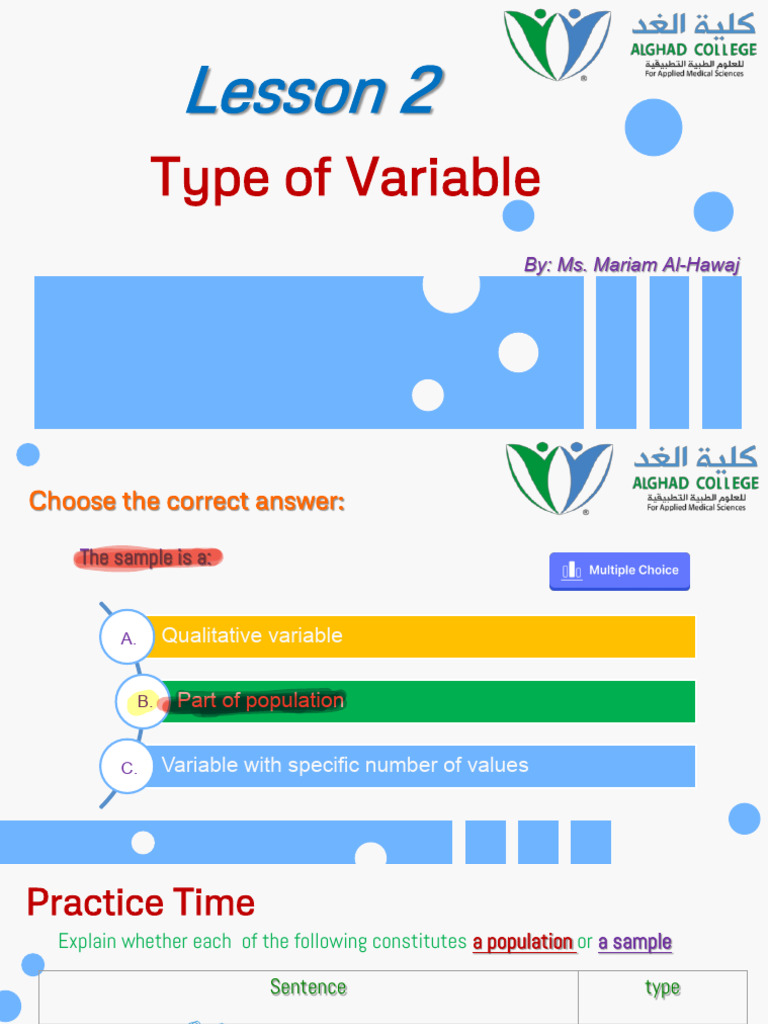 Lesson 2 Type of Variables | PDF | Quantitative Research | Statistics