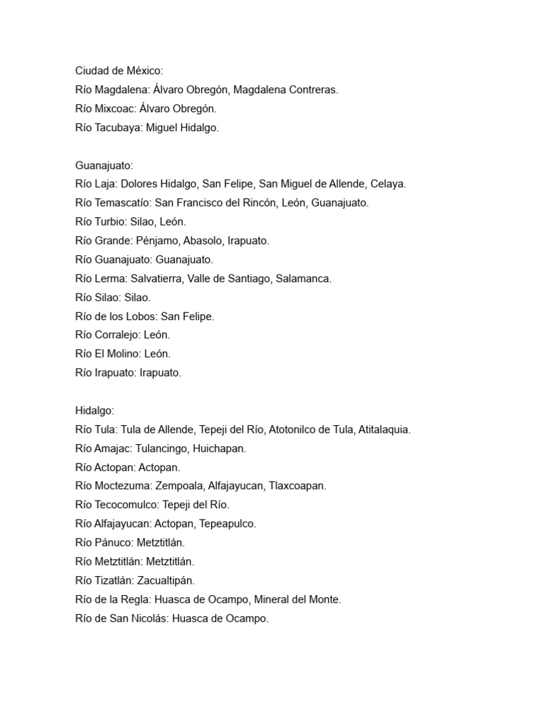 Rios Por Municipio | PDF | México