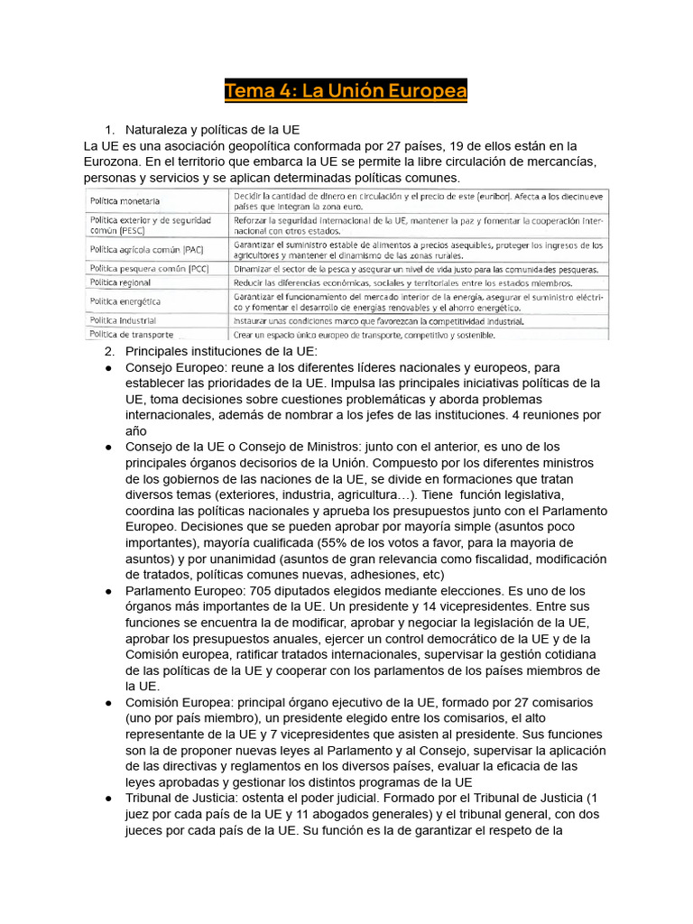 Estructura y Funciones de la UE | PDF | Unión Europea | Ley de la Unión ...