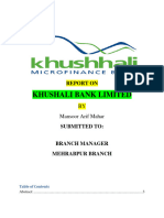 REPORT ON Khushali Bank
