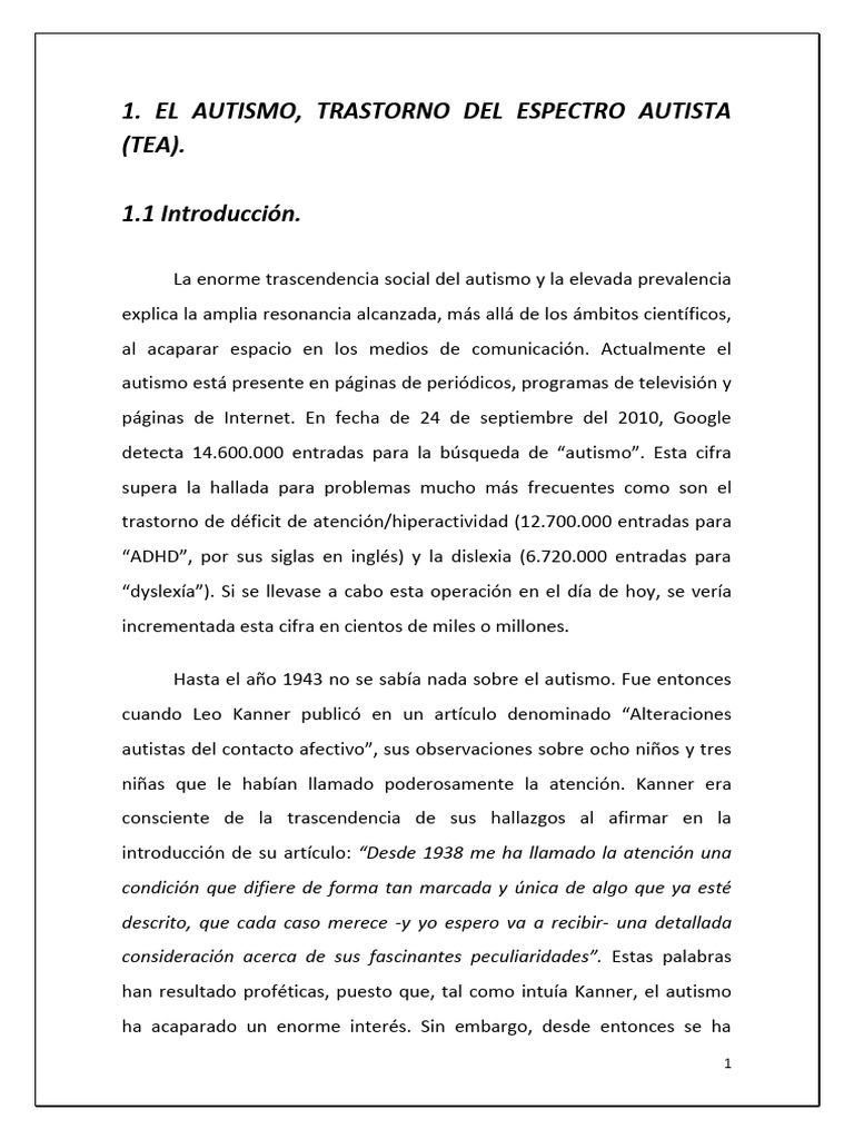 Historia y Diagnóstico del Autismo | PDF | Espectro autista | Síndrome ...