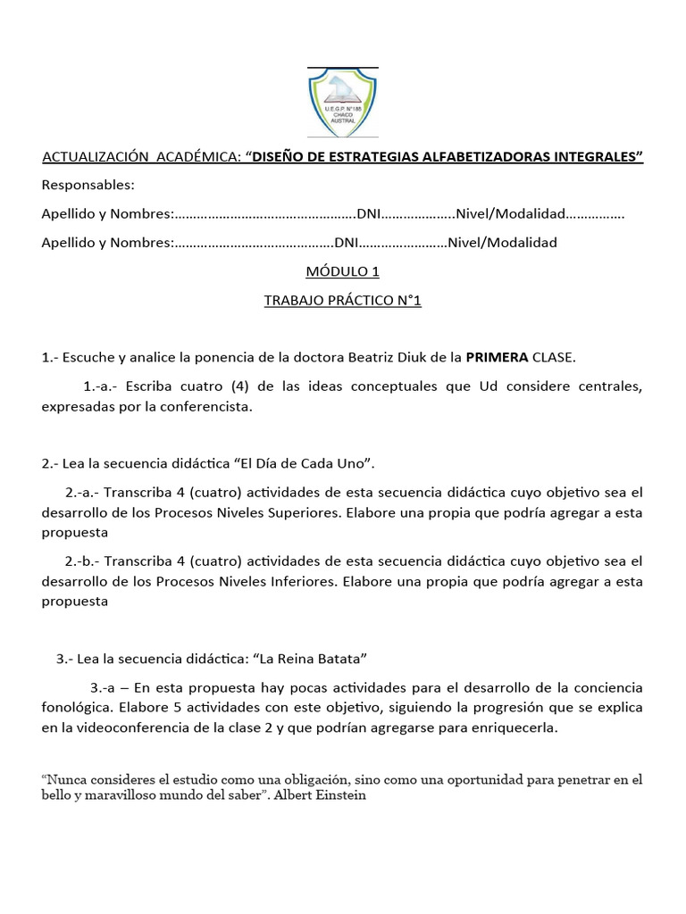 Trabajo Práctico Módulo 1 | PDF | Enseñando | Aprendizaje