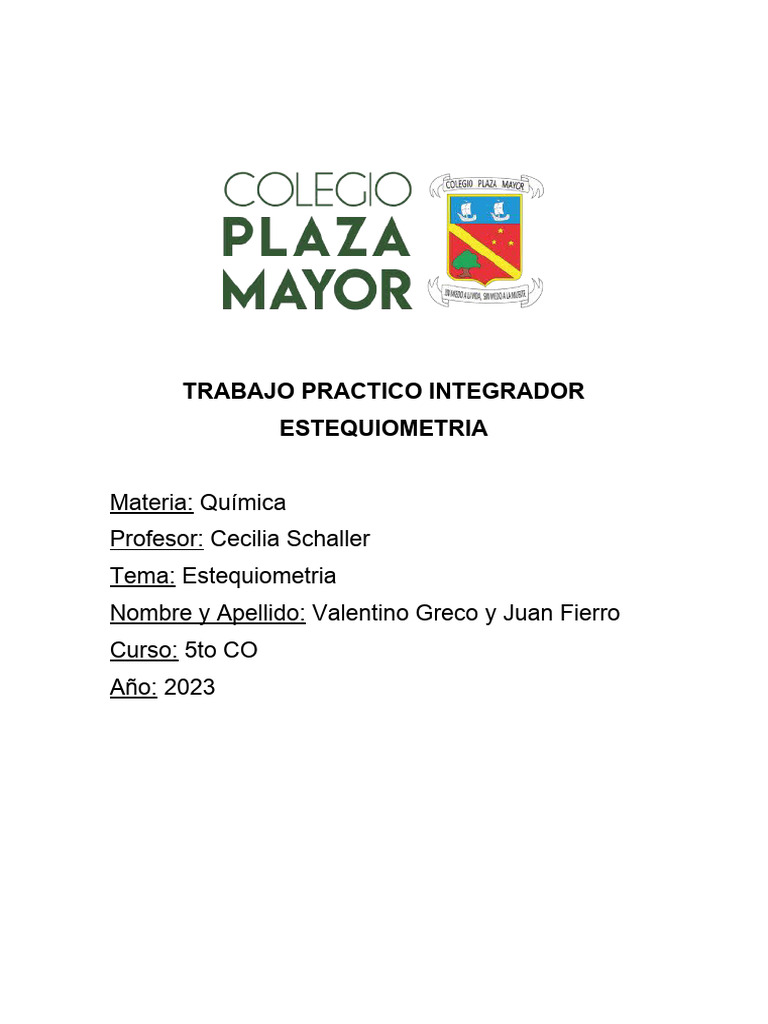 Trabajo Practico Integrador Quimica Pdf Fósforo Naturaleza